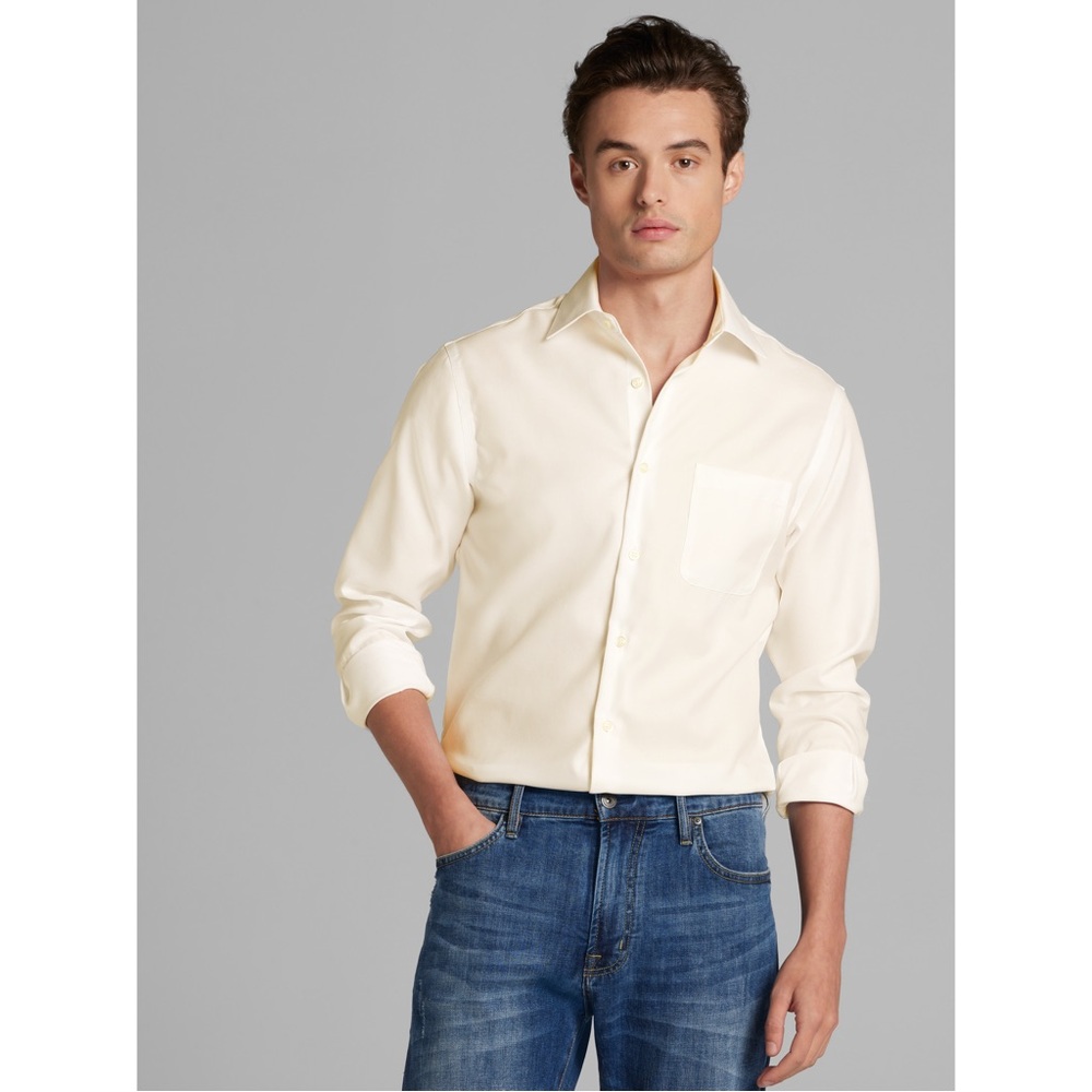 NWT Pronto Uomo Slim Fit Non Iron Button Down Shirt - Ivory Vanilla